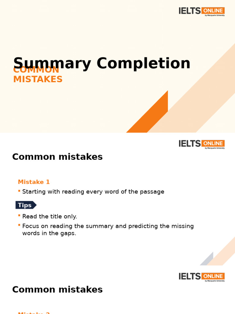 R.3.9.7-Summary-Completion - Common-Mistakes - Slideshares (2) IELTS | PDF