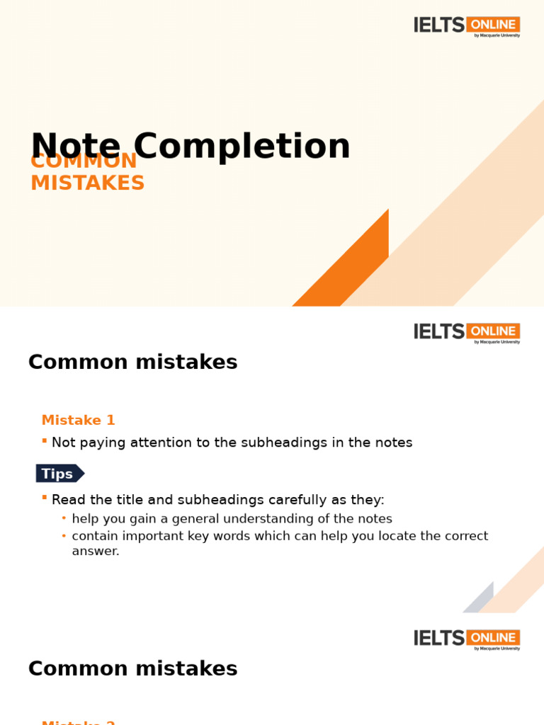 Common Note Completion Mistakes | PDF