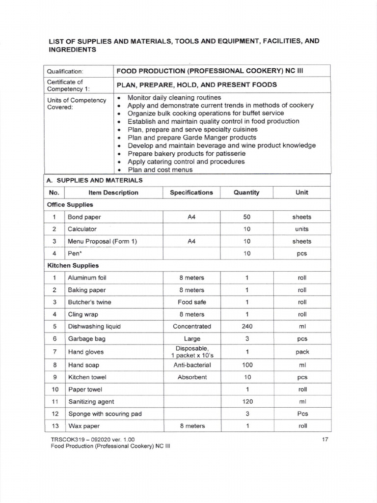 NC III Cookery Competency Guide | PDF | Menu | Cooking