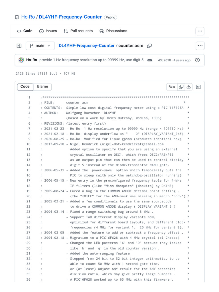 DL4YHF Frequency Counter Code | PDF | Frequency | Computer Science