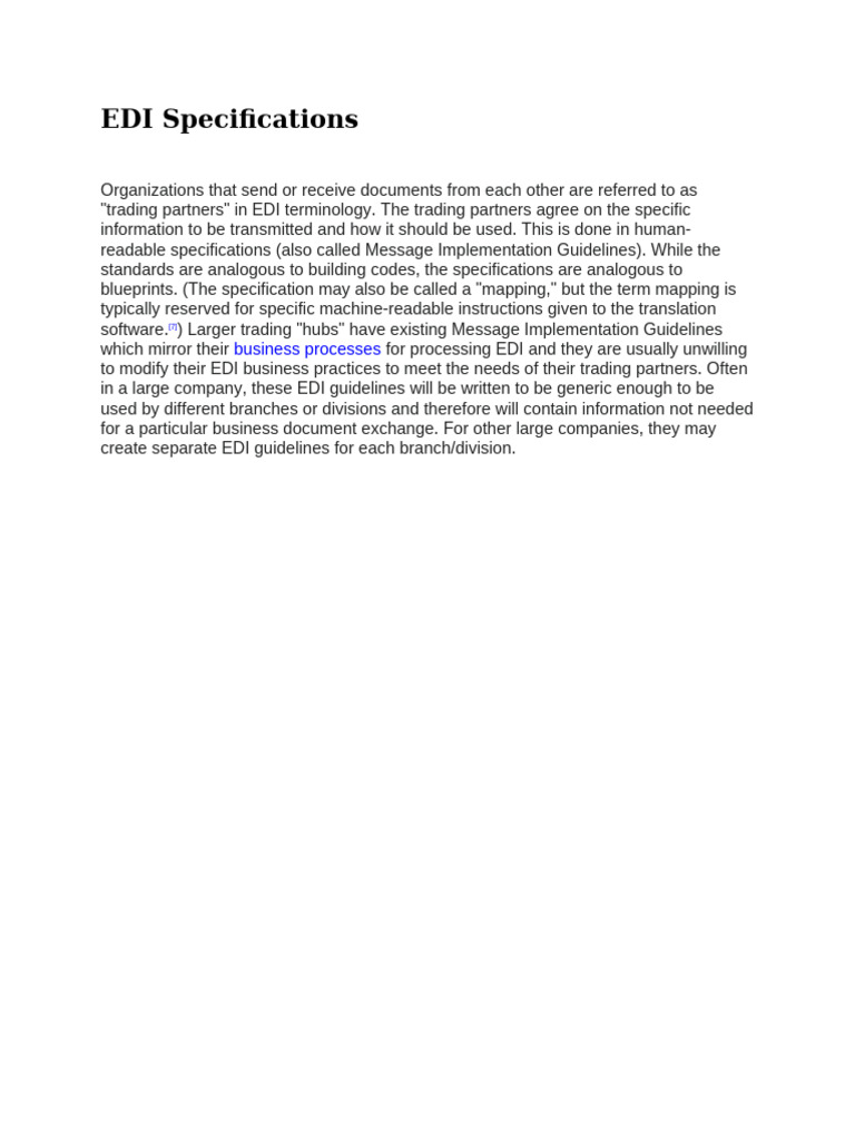 EDI Specifications | PDF