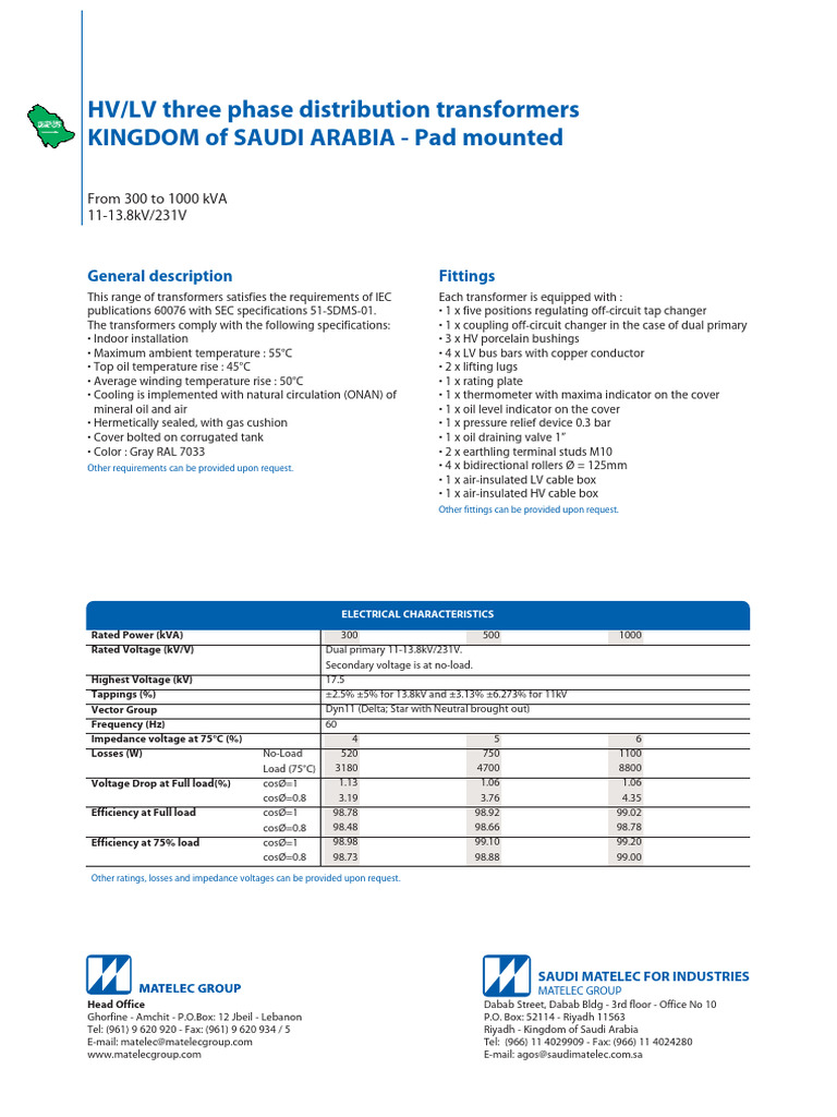 HV/LV Transformers for Saudi Arabia | PDF | Transformer | Electric ...