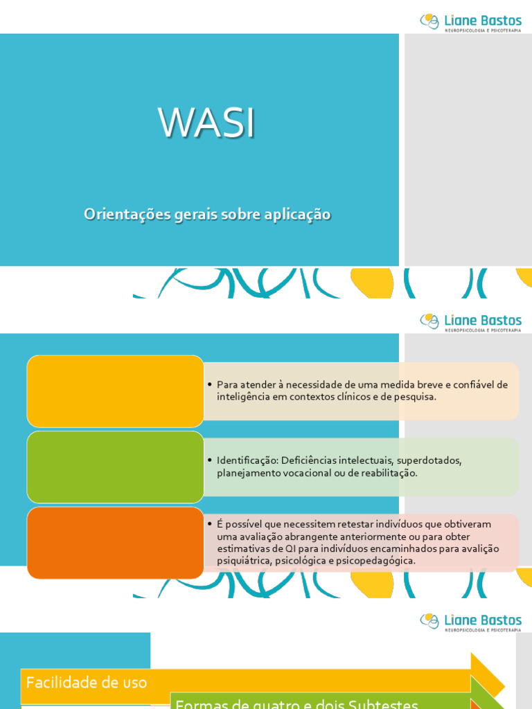Orientações para Aplicação da WASI | PDF | Quociente de inteligência ...