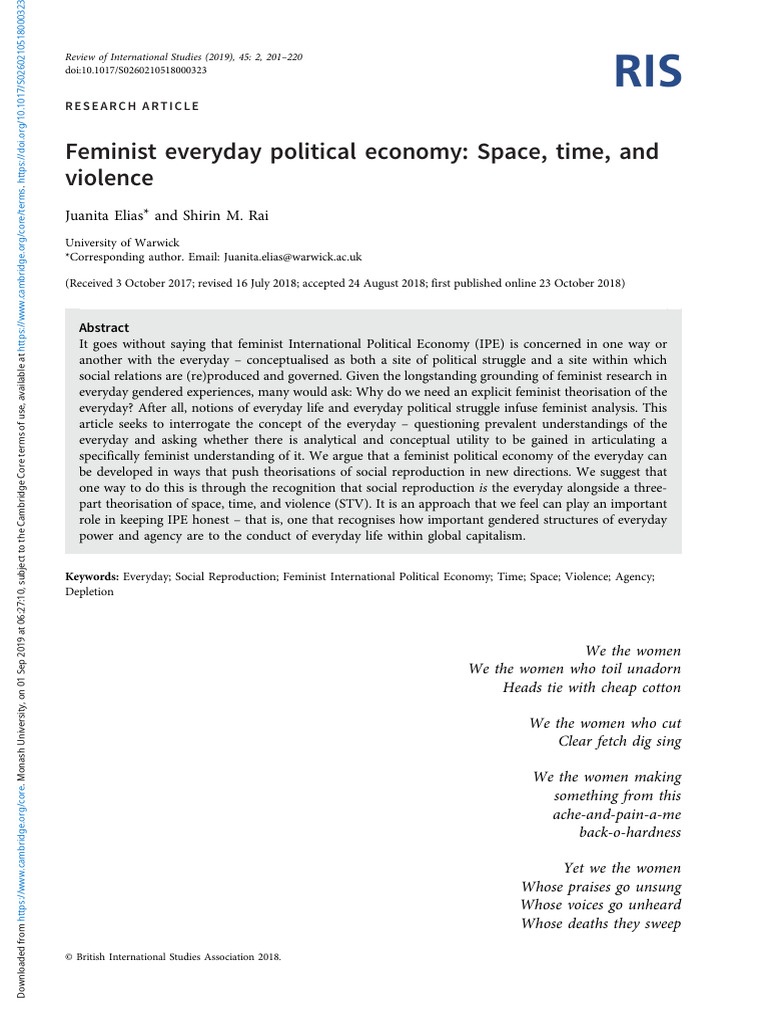 Elias + Rai FPE Space Time and Violence2019 | PDF | Feminism | Gender ...
