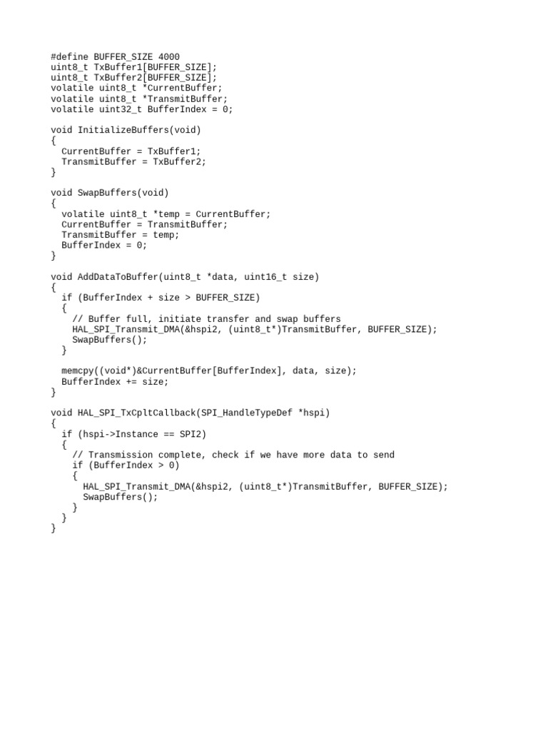 SPI DMA Buffer Management Code | PDF