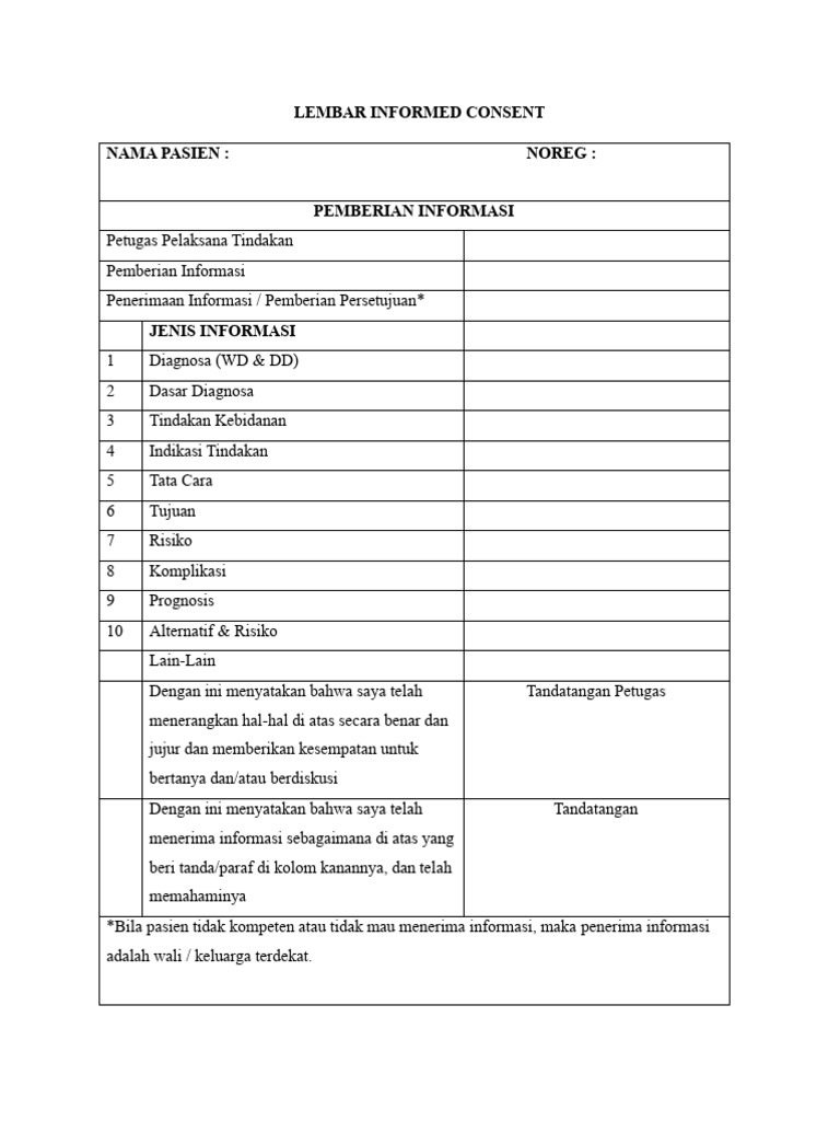 Informed Consent Tindakan Kebidanan | PDF