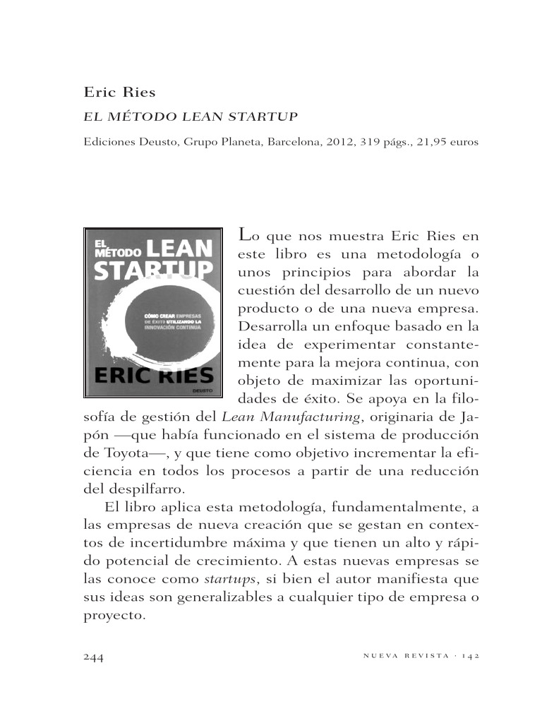 El Método Lean Startup de Eric Ries | PDF | Empresa de inicio ...