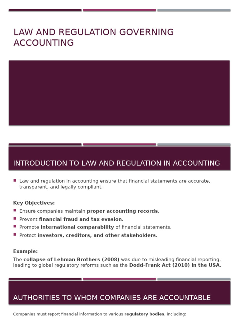 Accounting Law and Regulation Overview | PDF | International Financial ...