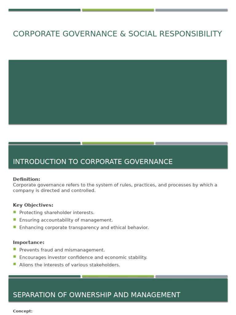 Corporate Governance & CSR Overview | PDF | Corporate Governance ...