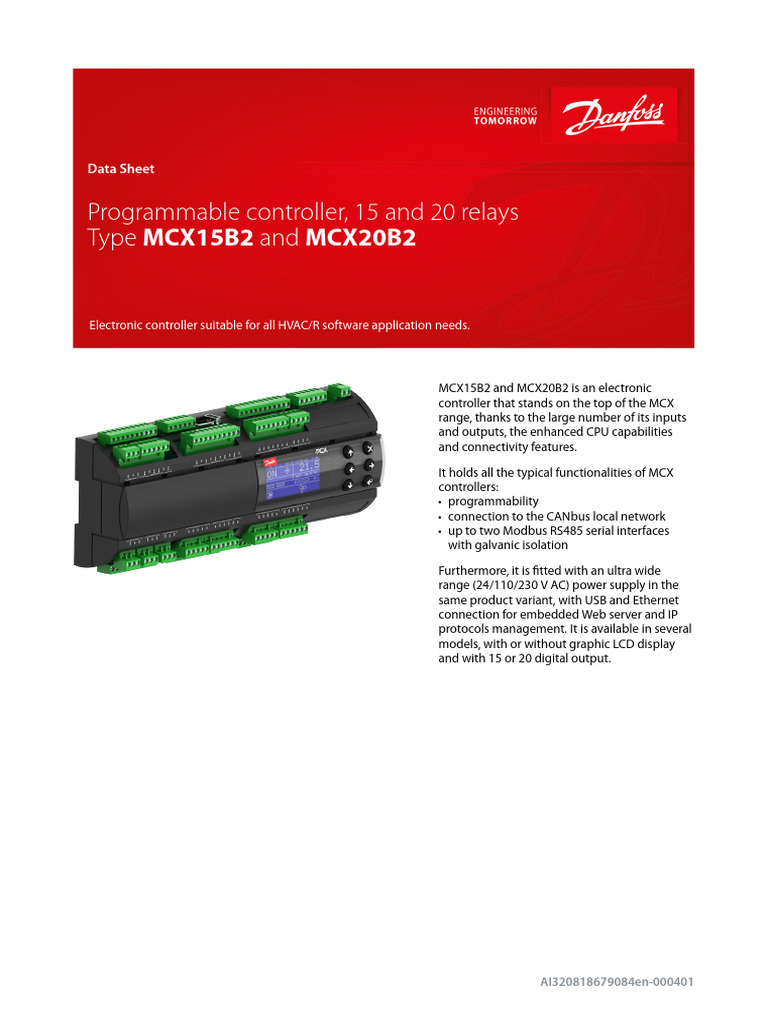 MCX15B2 and MCX20B2 Controller Overview | PDF | Relay | Power Supply