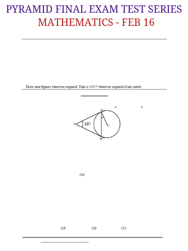 Class X Board Exam Sample Paper 2023 | PDF | Circle | Mean