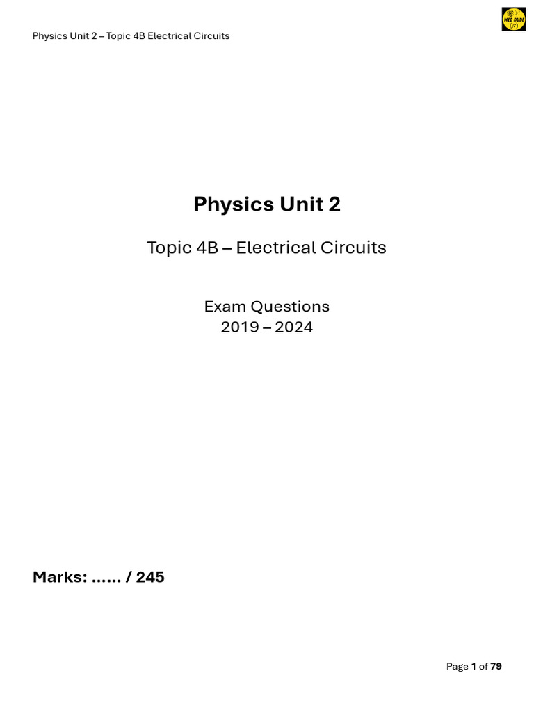 Electrical Circuits Exam Questions 2019-2024 | PDF