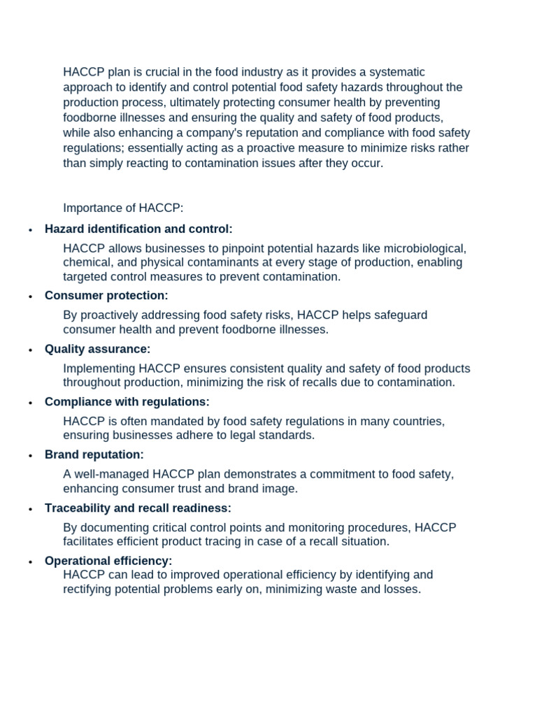 HACCP Plan Is Crucial in The Food Industry As It | PDF | Hazards ...