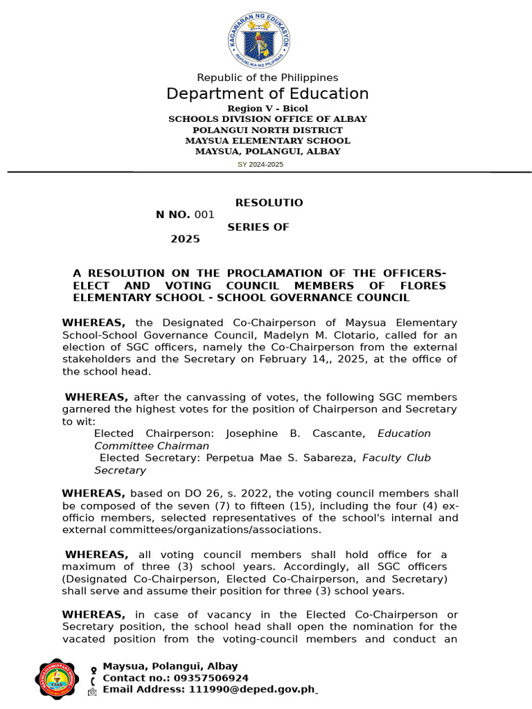Resolution For Election | PDF | Government