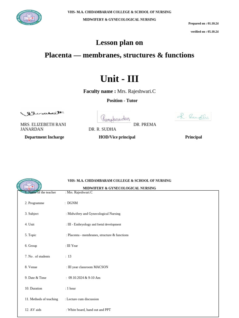 Placenta: Structure and Functions | PDF | Fertilisation | Placenta