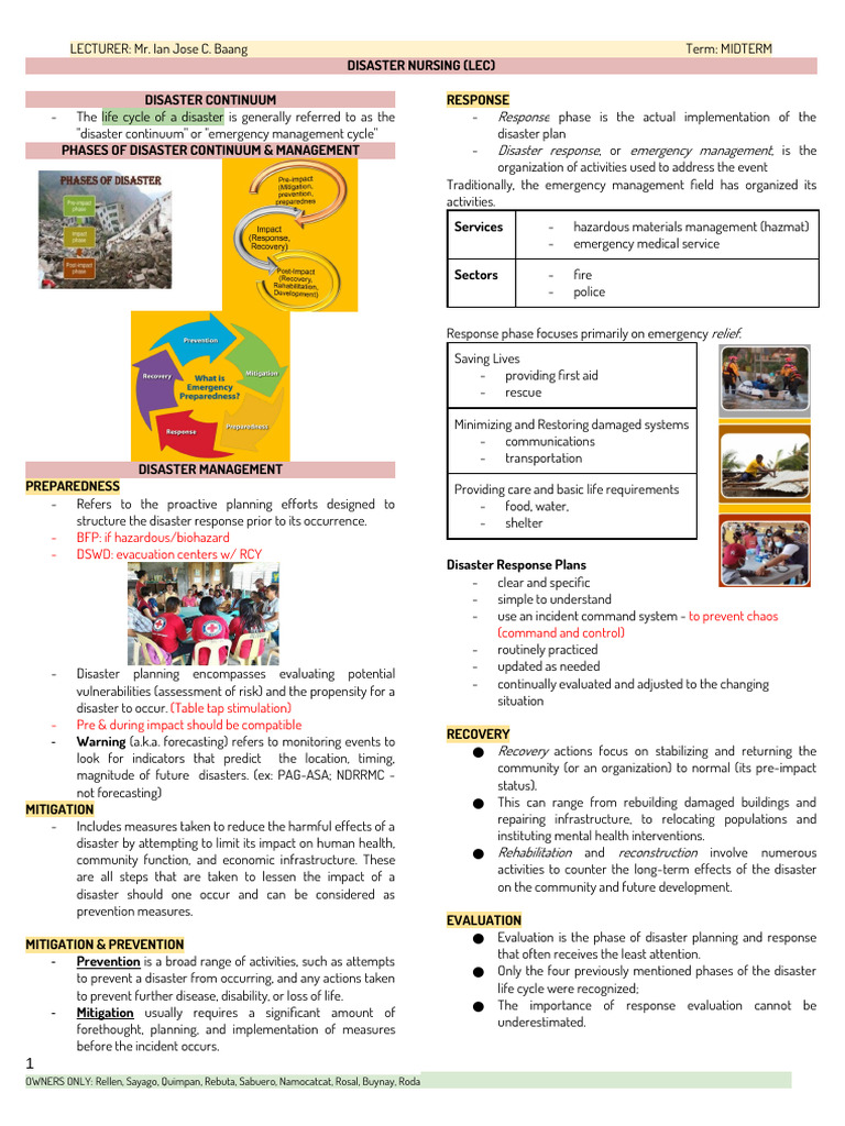 Disaster Nursing Midterm Overview | PDF | Emergency Management ...