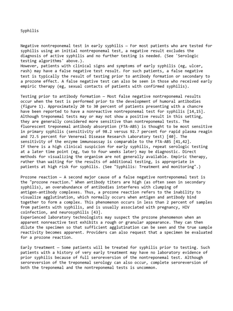 Understanding False Negatives in Syphilis Testing | PDF | Serology ...
