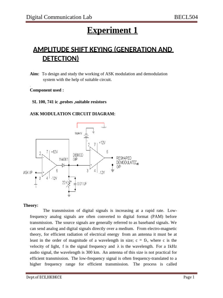 ASK Modulation and Demodulation Experiment | PDF | Modulation | Code