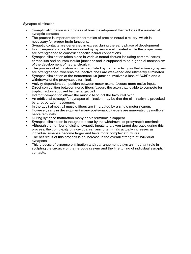 Section 1.4 Synapse Elimination | PDF