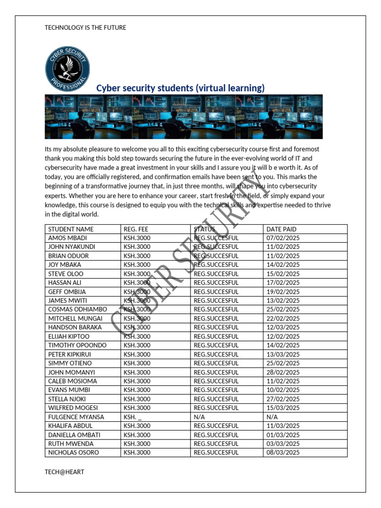 Cybersecurity Course Registration Overview | PDF | Computer Security ...