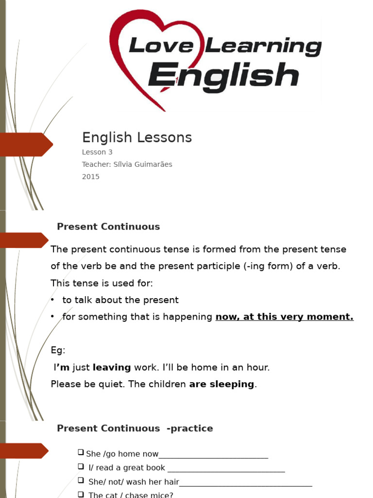 Present Continuous Grammar Guides 82547 | PDF