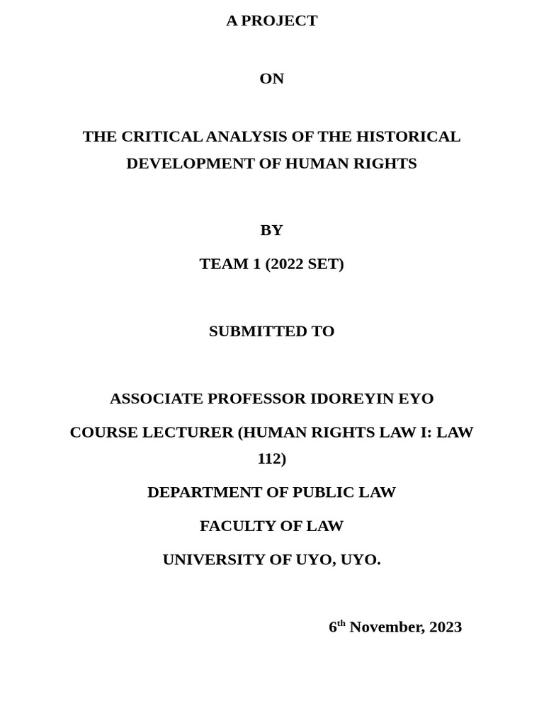 Historical Development of Human Rights | PDF | United States ...