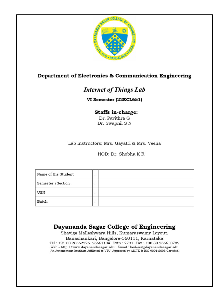 Internet of Things Lab Overview 2024-25 | PDF | Engineering | Internet ...