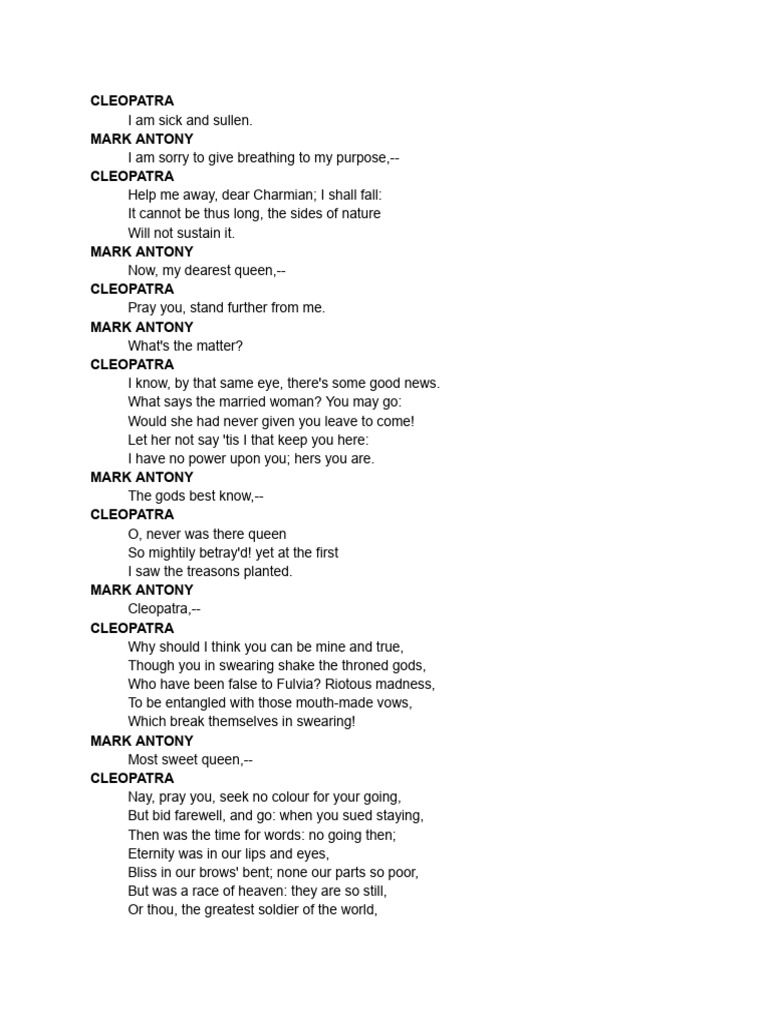 Antony Cleopatra Pdf Mark Antony Cleopatra