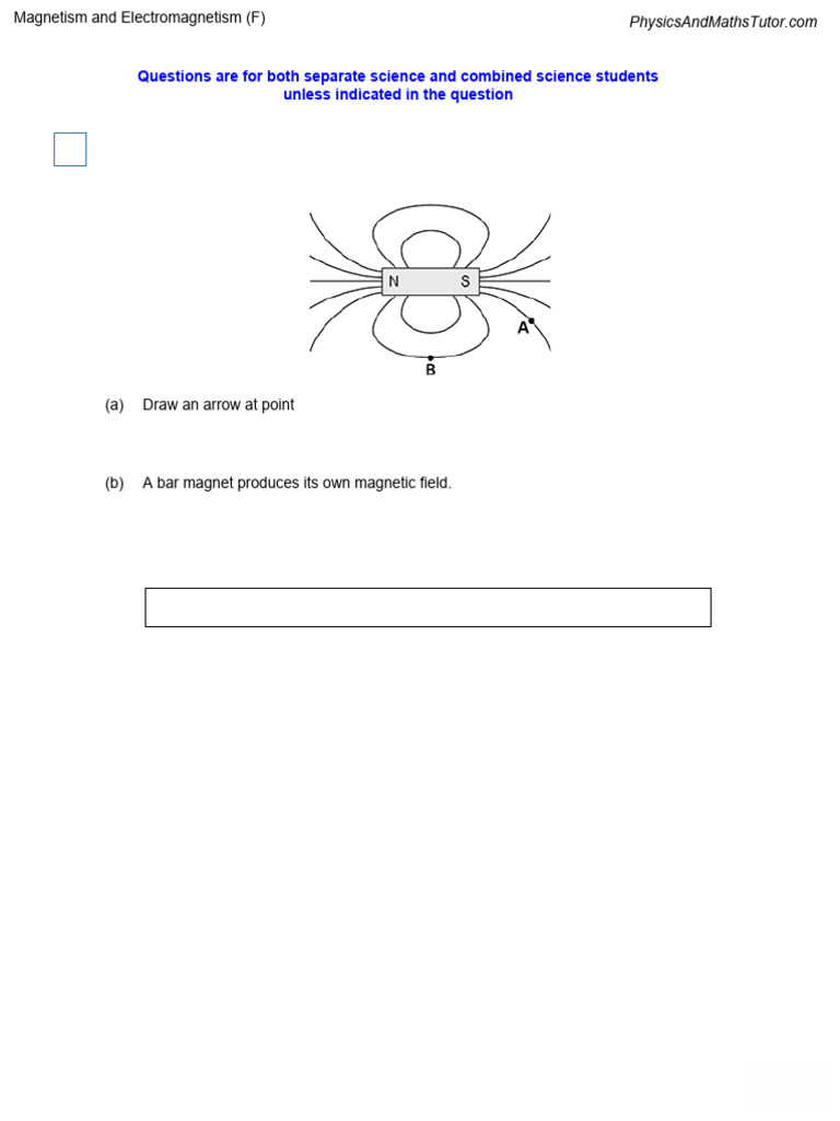 Magnetism and Electromagnetism (F) QP | PDF | Magnet | Magnetic Field