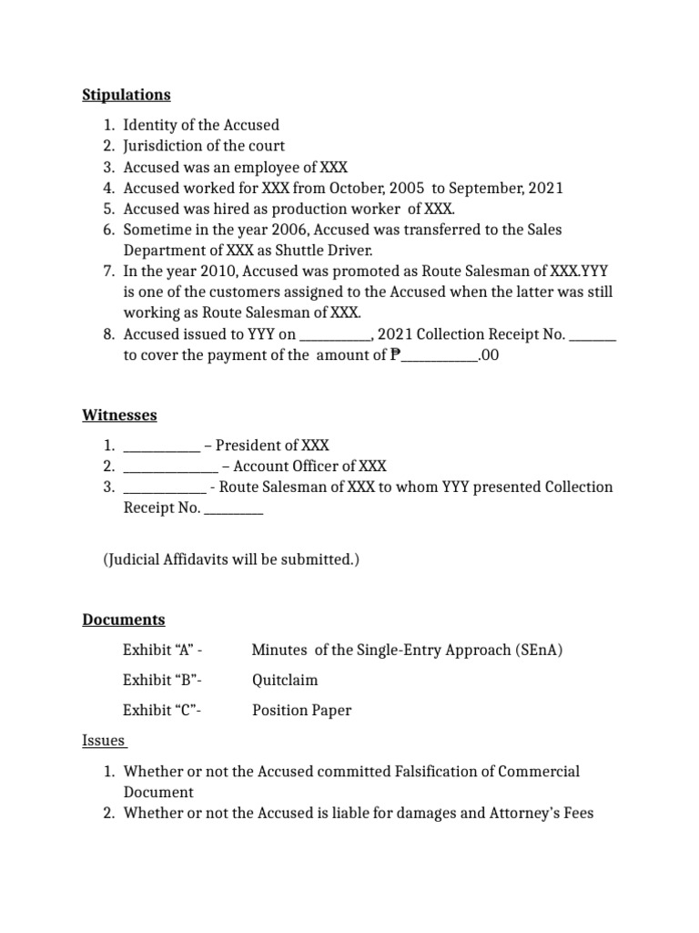 Pre Trial Notes | PDF