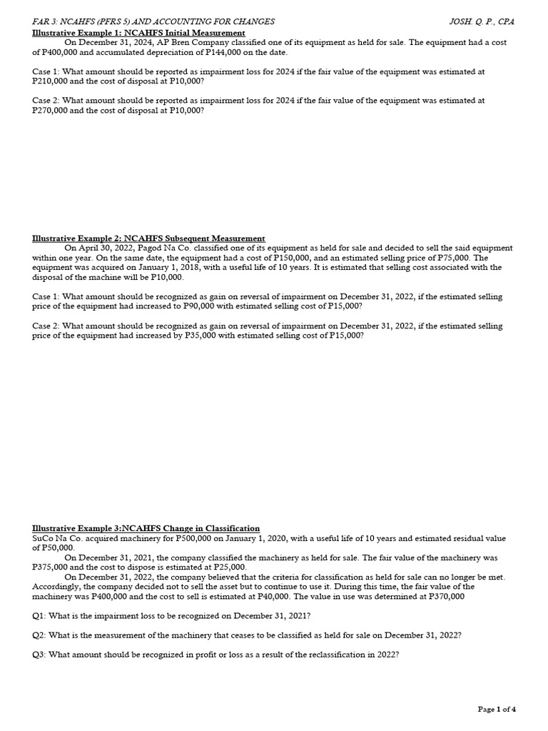 Illustrative Example - NCAHFS and Accounting Changes | PDF | Deferral ...