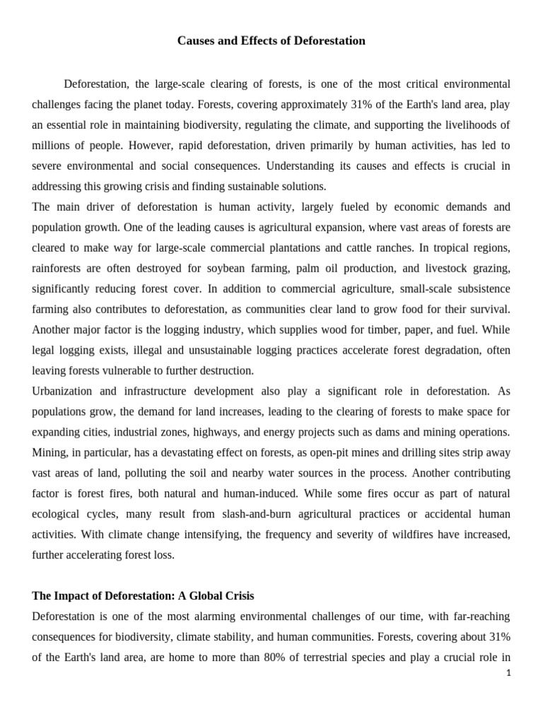 Causes and Effects of Deforestation | PDF | Deforestation | Forests