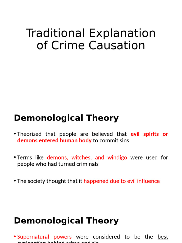 Traditional Explantions of Crime Causation | PDF