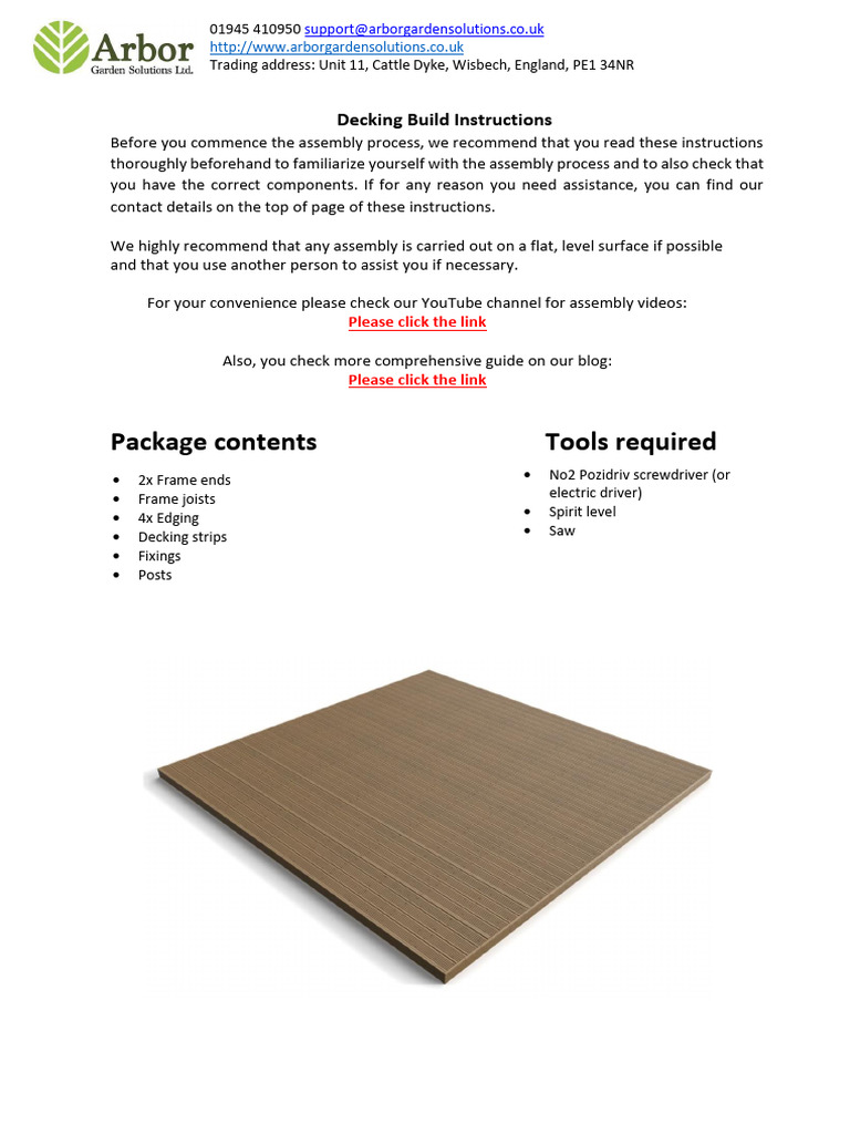 Decking Assembly Instructions Guide | PDF
