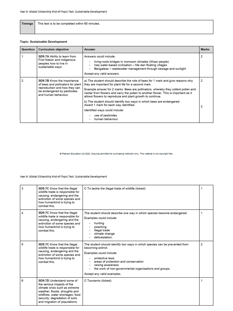 Year 9 Social Development Answers Set 2 | PDF | Climate Change | Drought