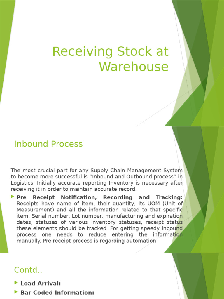 Stock Receiving Process Overview | PDF | Receipt | Warehouse