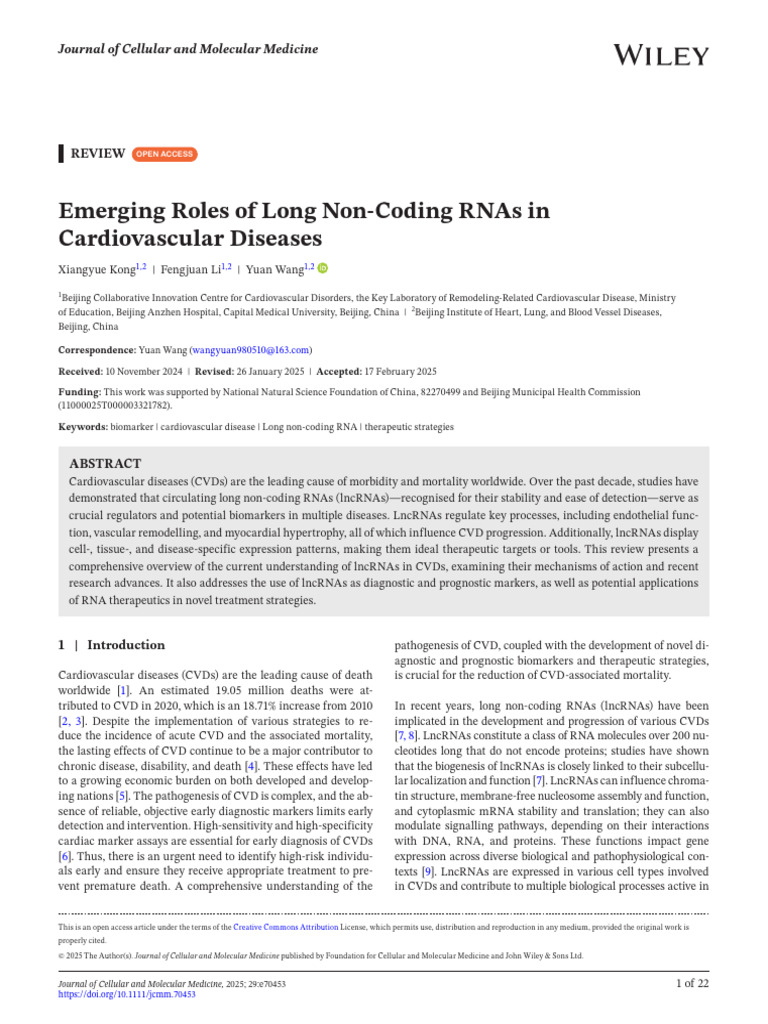 LncRNAs in Cardiovascular Disease Management | PDF | Gene Expression ...