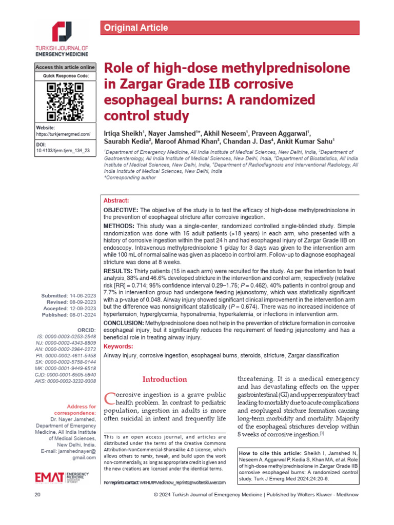 Role of High Dose Methylprednisolone | PDF | Esophagus | Corticosteroid