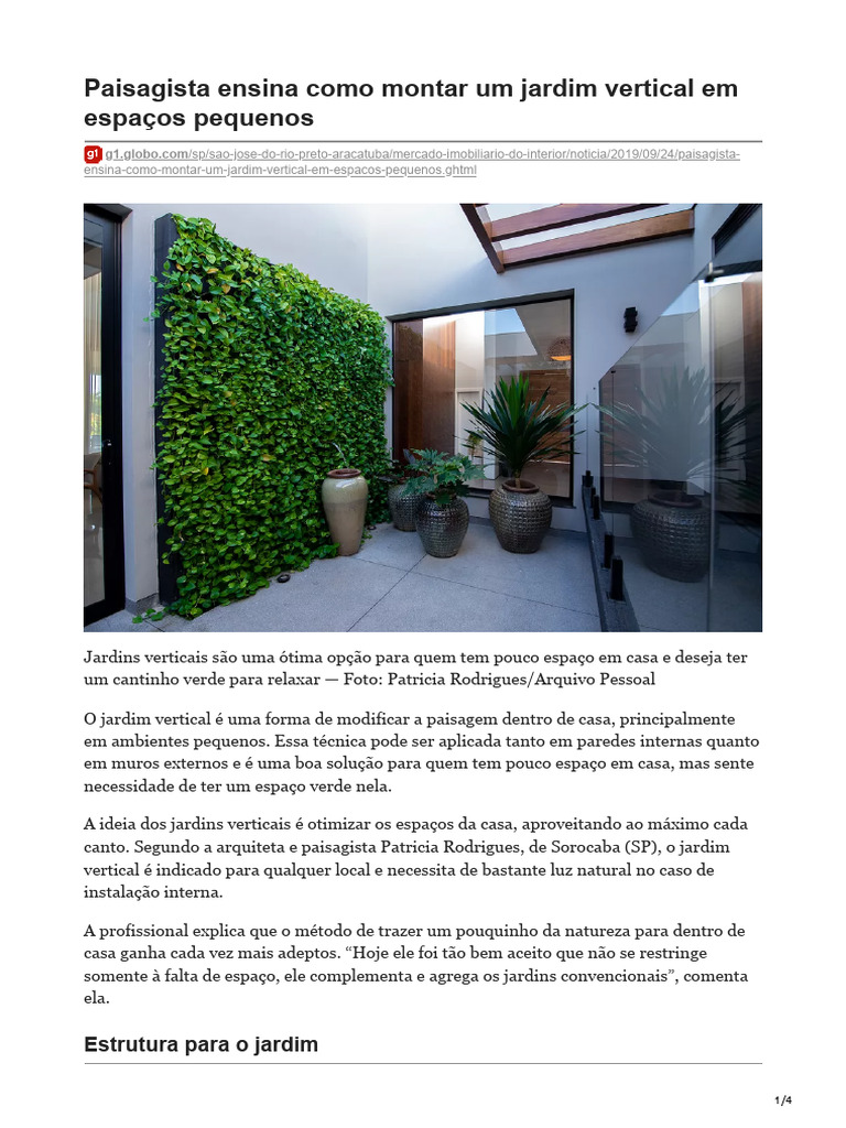 Como Montar um Jardim Vertical Pequeno | PDF | Arquitetura de paisagens ...