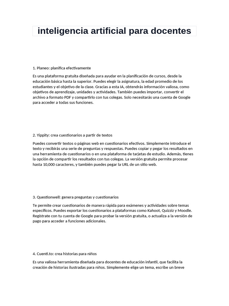 Herramientas de IA para docentes | PDF