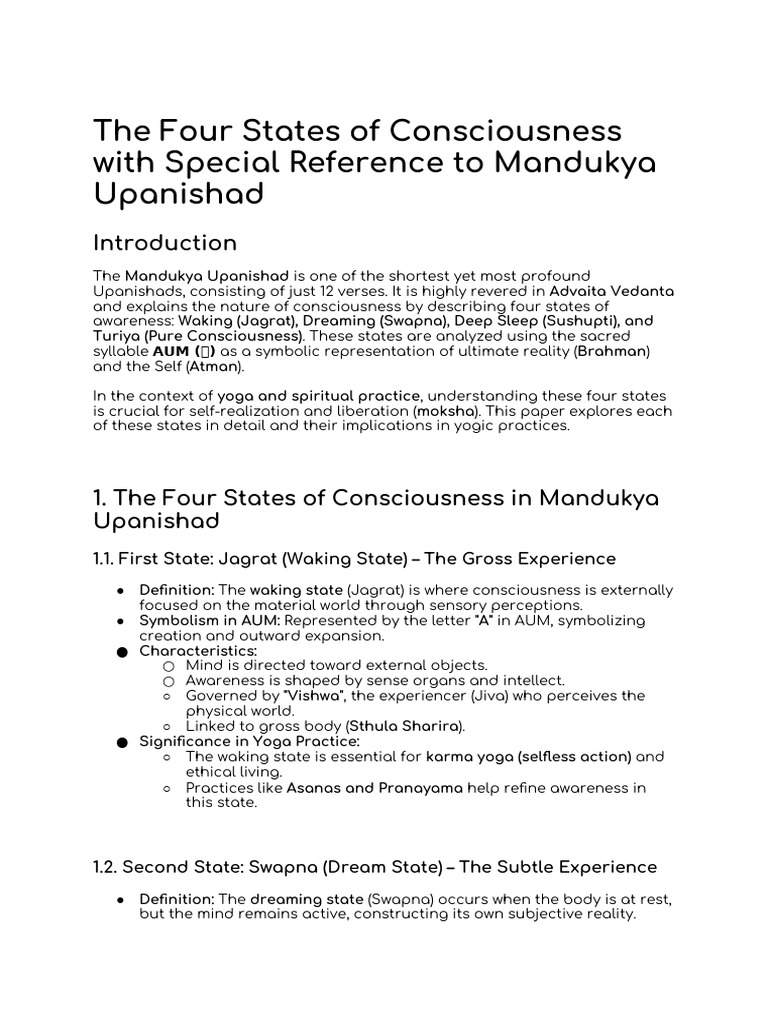 The Four States of Consciousness SEC | PDF | Yoga | Moksha