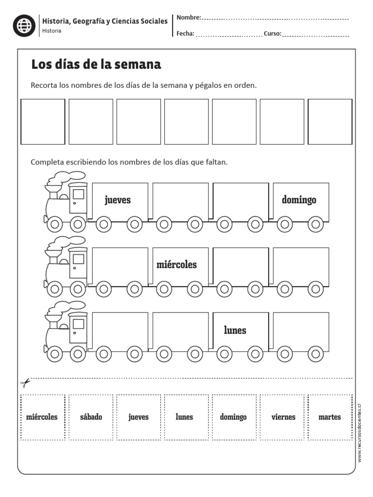 Actividades sobre los días de la semana | PDF