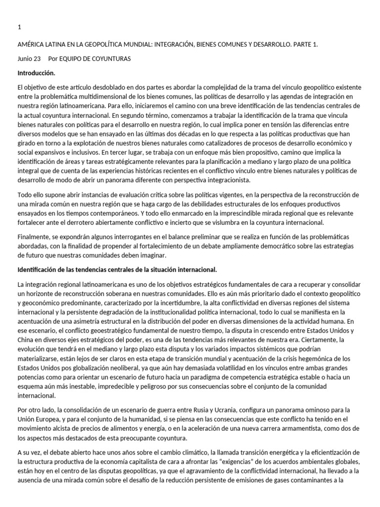 Geopolítica y Desarrollo en América Latina | PDF | Acumulación de ...