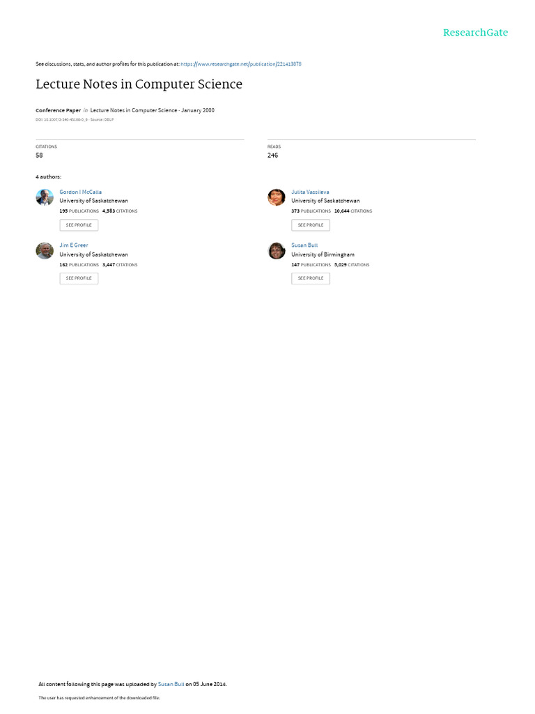 Lecture Notes in Computer Science | PDF | Learning | Information