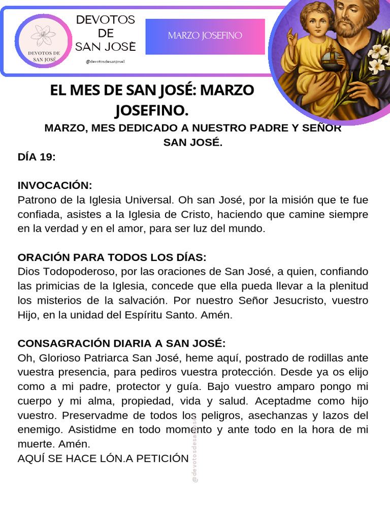 Oraciones a San José en marzo | PDF | María, madre de Jesús | Oración