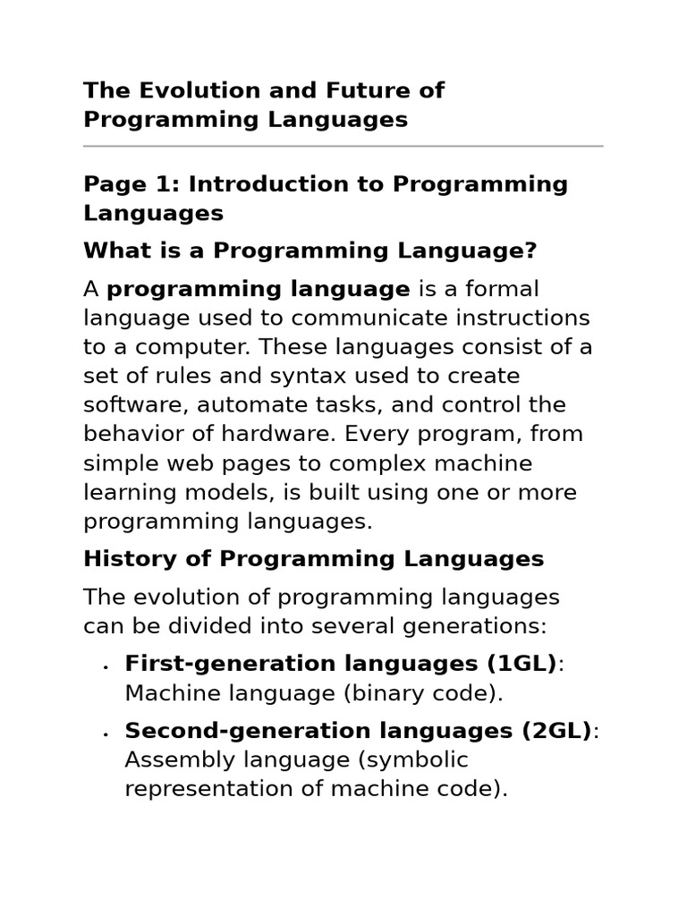The Evolution and Future of Programming Languages | PDF | Programming ...