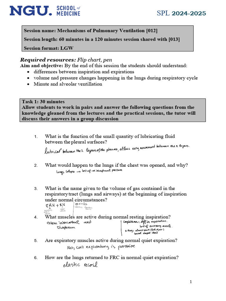 Pulmonary Ventilation Mechanisms Overview | PDF | Lung | Exhalation