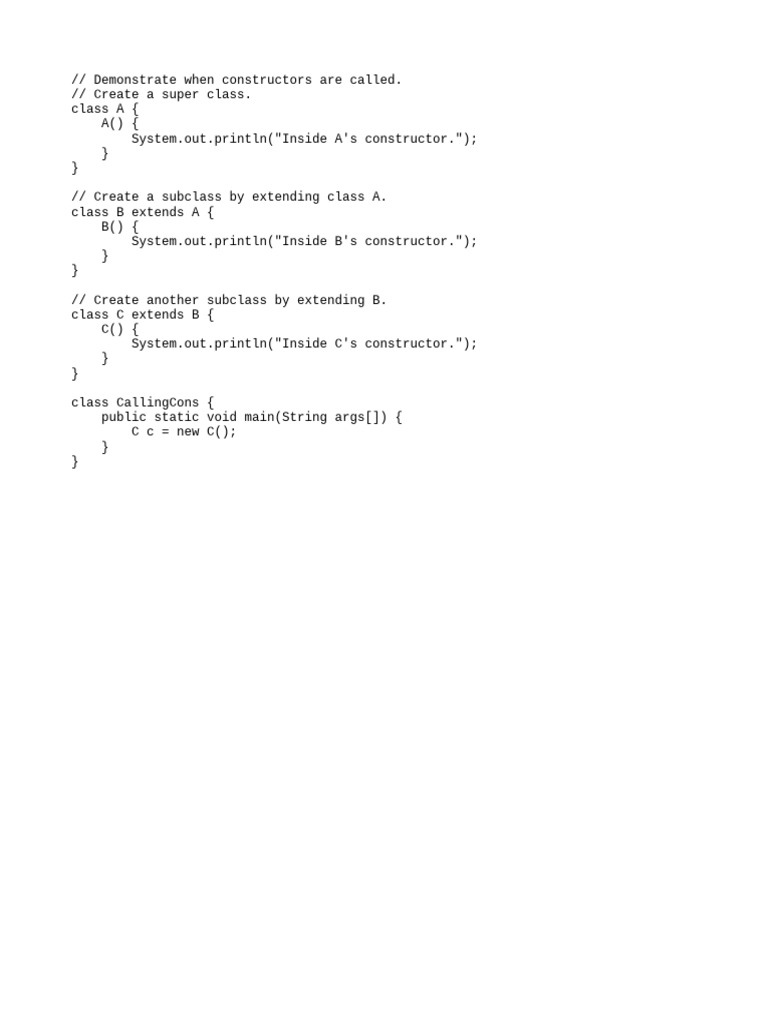 Constructor Call Demonstration in Java | PDF