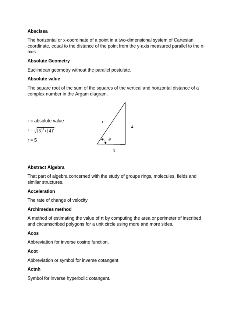 Definition of Terms Mathematics | PDF | Triangle | Circle
