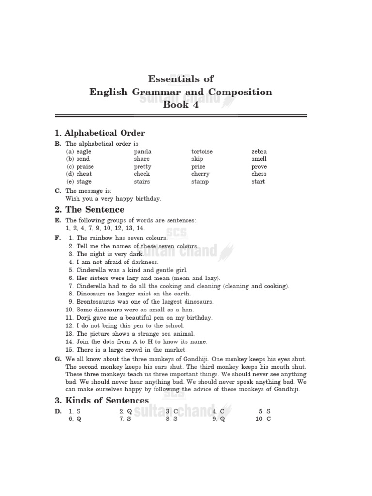 Class 4 English Grammar Essentials | PDF | Grammatical Gender